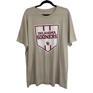 Mens Oklahoma Sooners OU College Graphic Tee Shirt Beige Short Sleeve Size 2XL